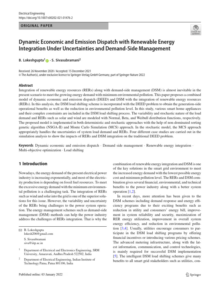 Dynamic Economic Dispatch with DSM | PDF | Smart Grid | Electric Power