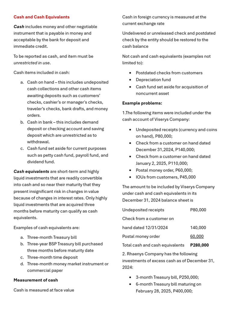 Understanding Cash and Cash Equivalents | PDF | Money | Cash