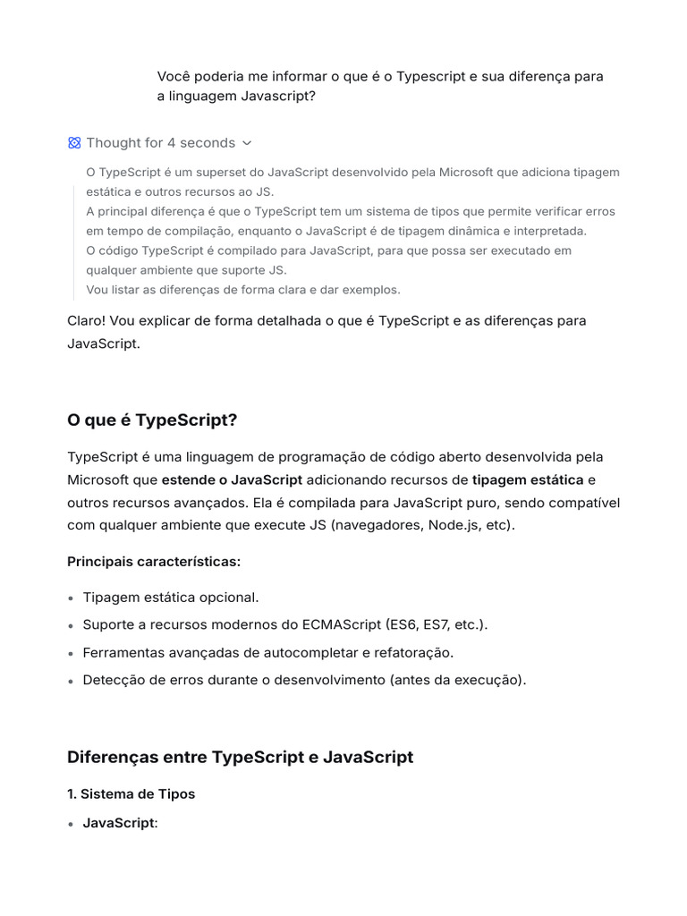 Diferenças entre TypeScript e JavaScript | PDF | Script Java | Tipo de ...