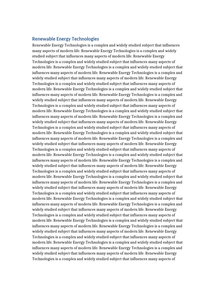 Overview of Renewable Energy Technologies | PDF | Energy Economics ...