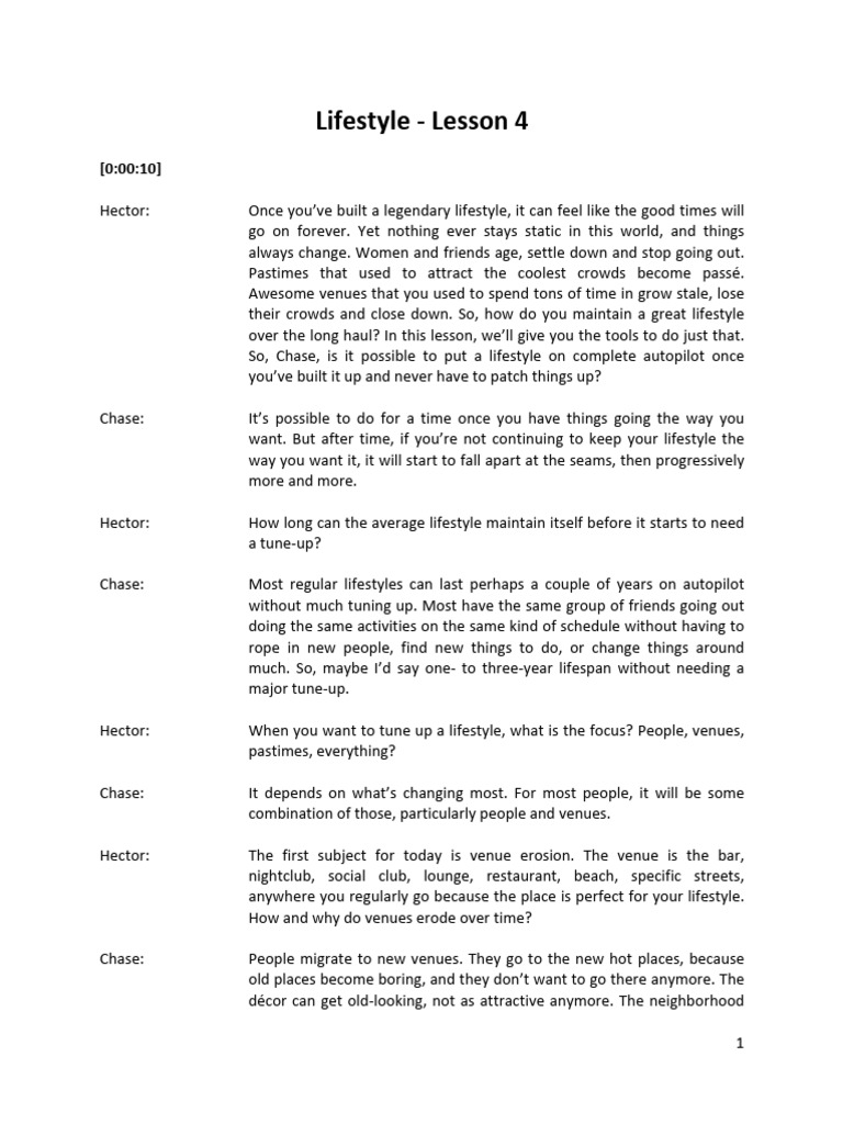 Maintaining a Legendary Lifestyle | PDF