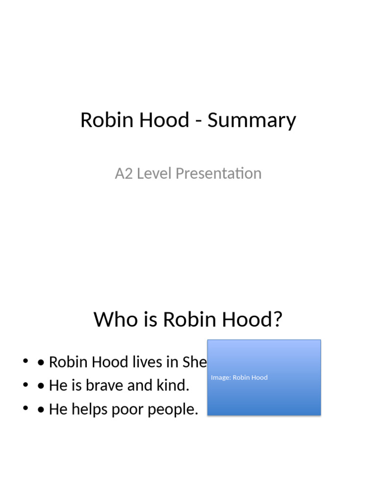 Robin Hood: A2 Level Summary Guide | PDF