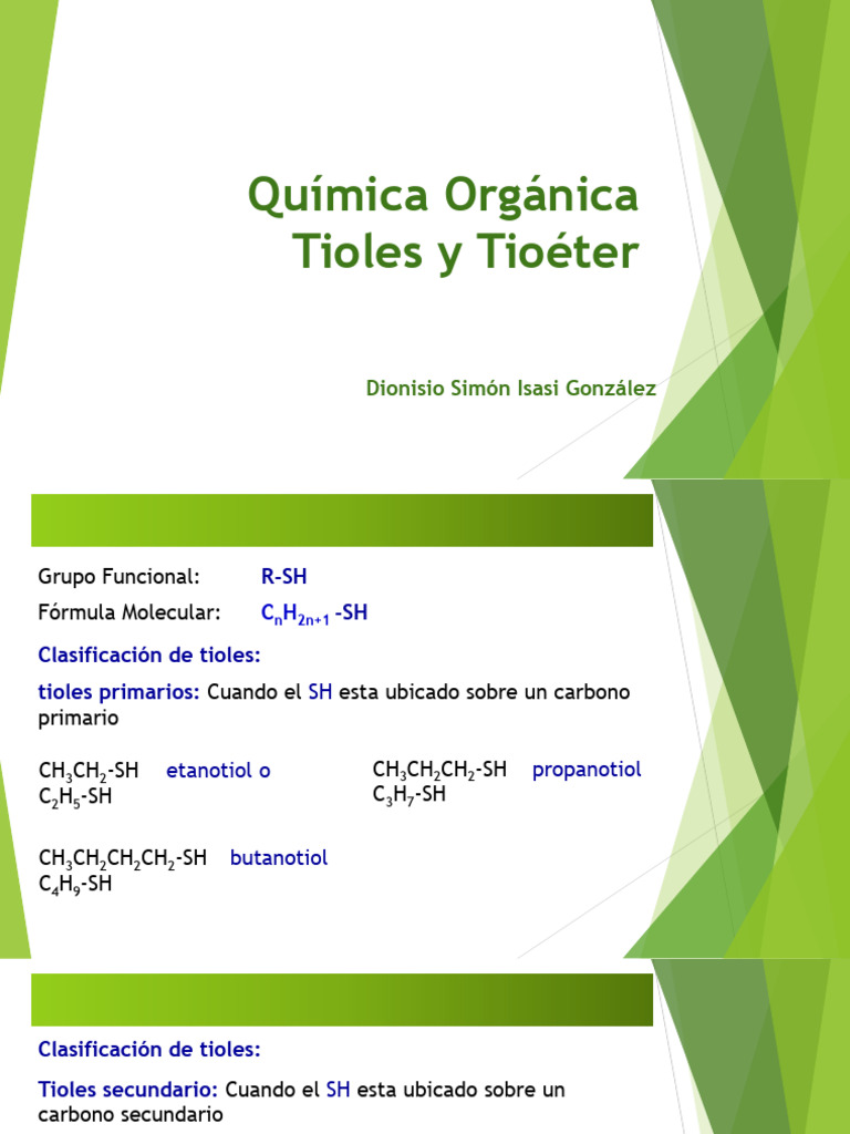 Tioles y Tioéteres en Química Orgánica | PDF | Tiol | Compuestos orgánicos