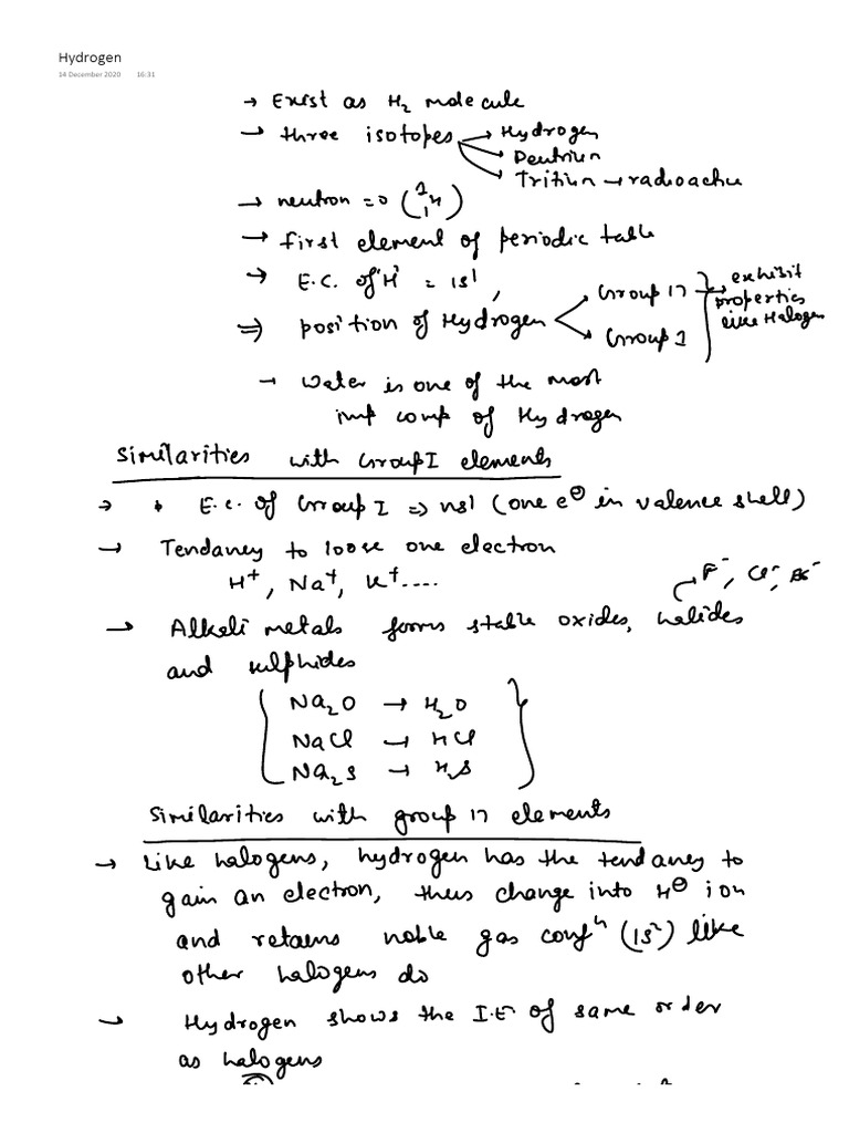 C7 Hydrogen Notes Final | PDF