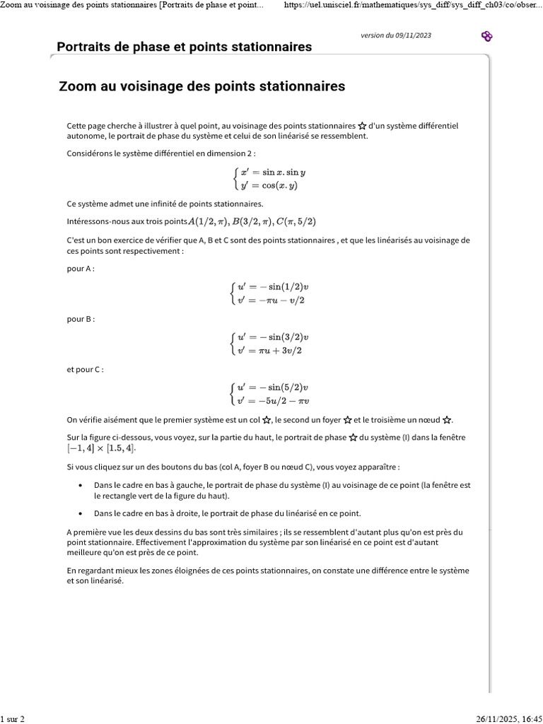 Portraits de phase près des points stationnaires | PDF