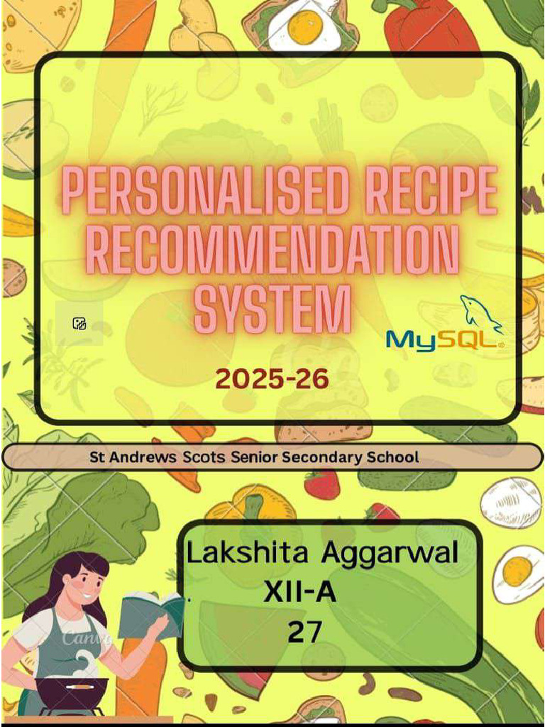 Personalised Recipe Recommendation System Cs | PDF