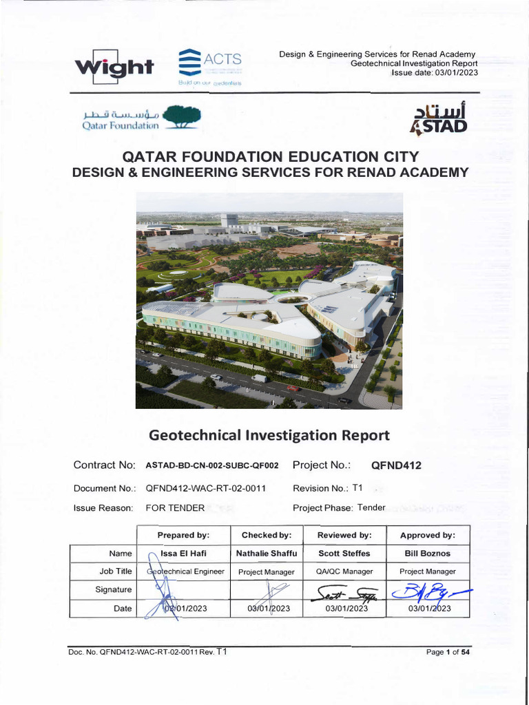 Geotechnical Investigation Report for Renad Academy | PDF | Earth Sciences