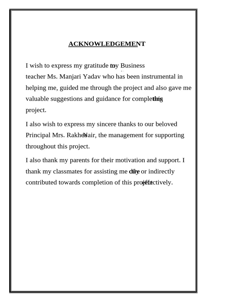 Acknowledgment Section for Project | PDF