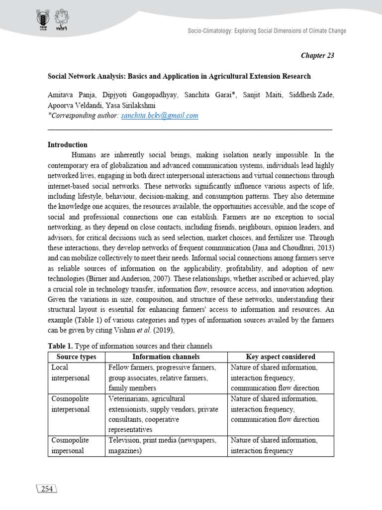Social Network Analysis in Agriculture | PDF | Social Network | Graph ...