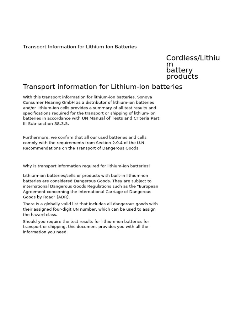 Lithium-Ion Battery Transport Guidelines | PDF | Dangerous Goods ...