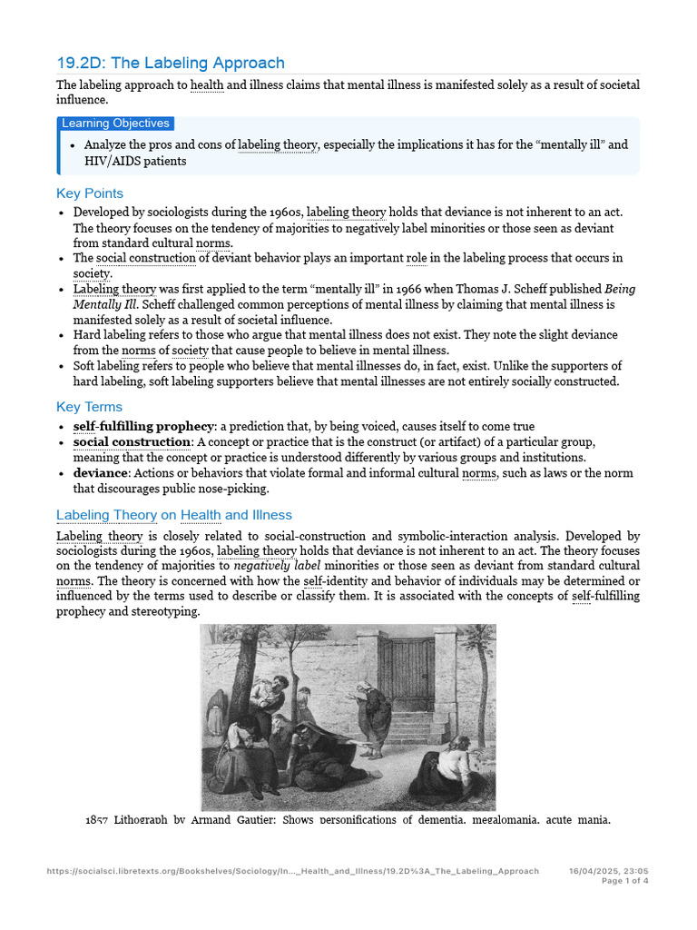 19.2D - The Labeling Approach - Social Sci LibreTexts | PDF | Mental ...