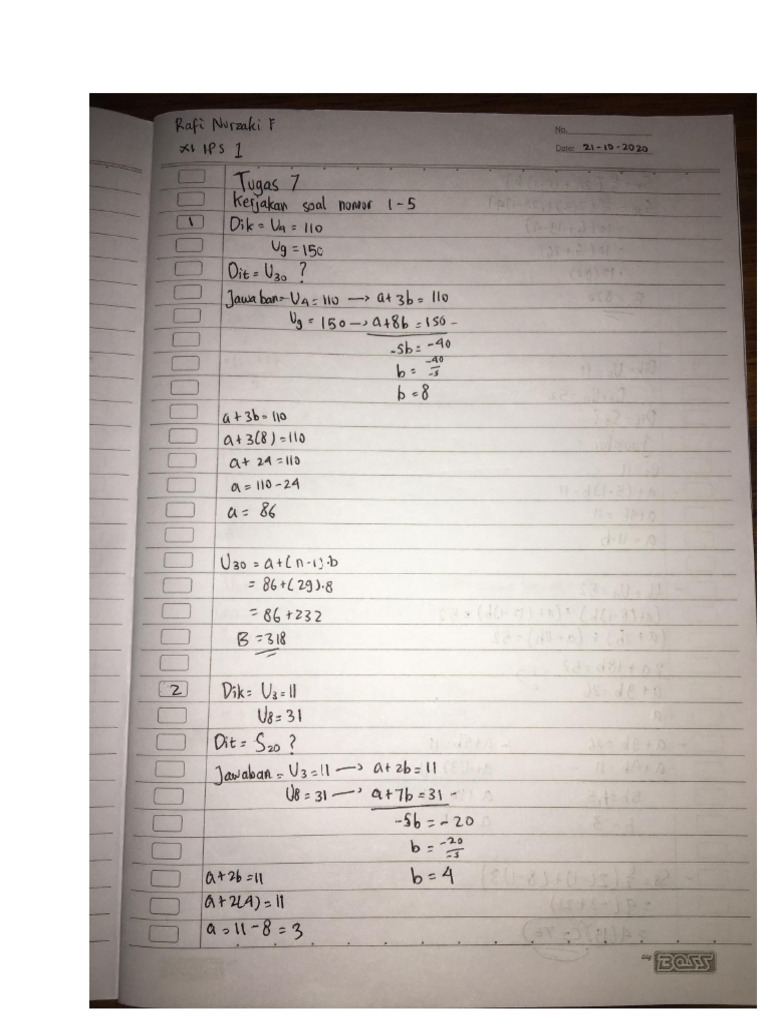 Tugas & Matematika Rafi Nurzaki F XI IPS 1 | PDF