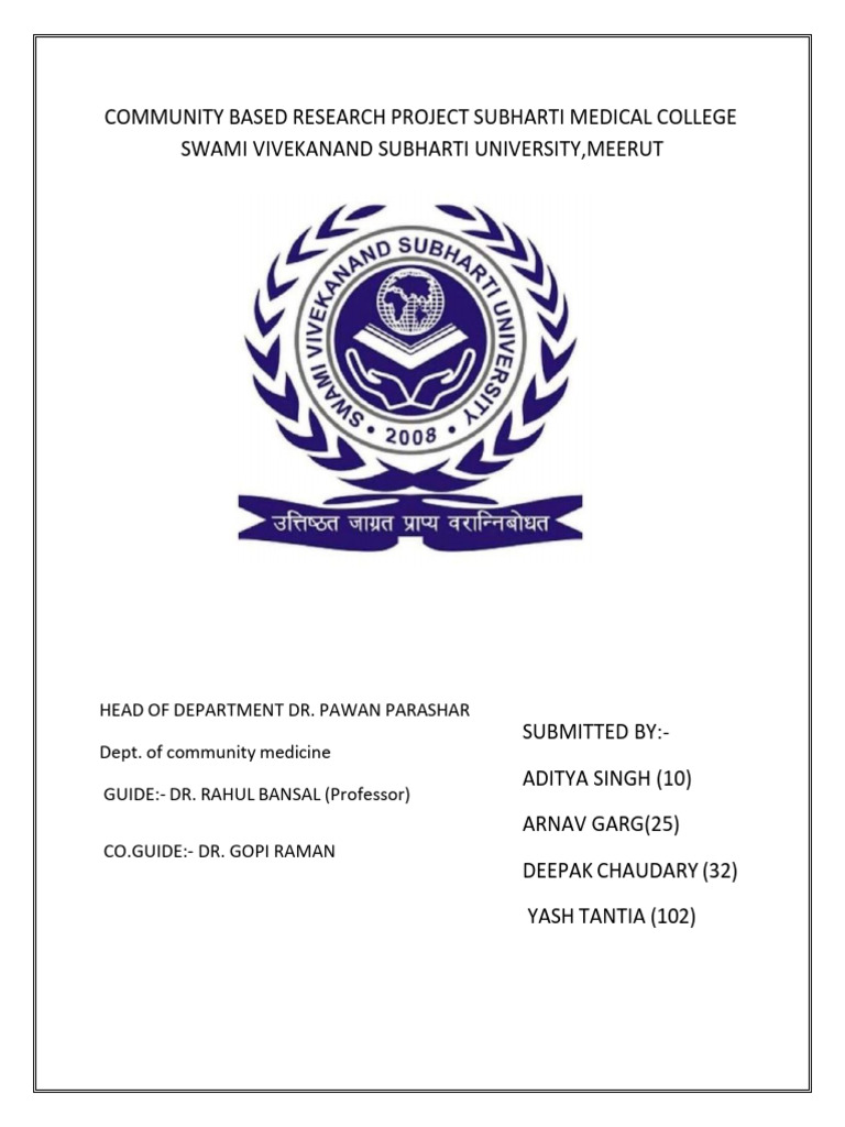 Community Based Research Project Subharti Medical College Swami ...