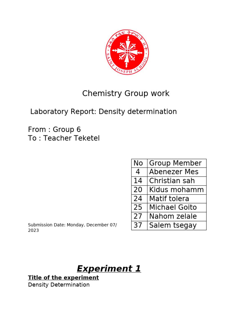 Chemistry Lab Report | PDF
