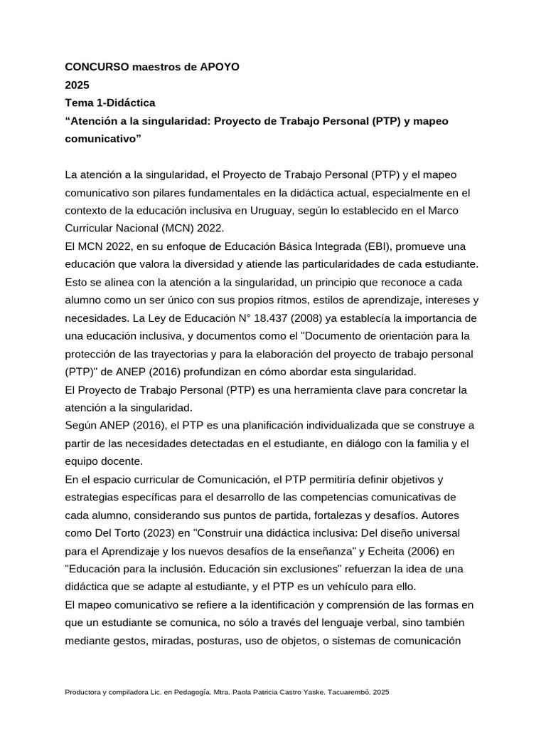 Didáctica Inclusiva: PTP y Mapeo Comunicativo | PDF | Evaluación ...