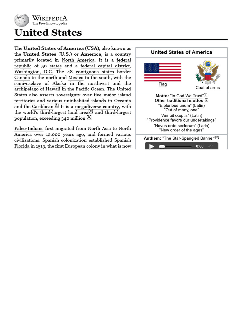 Overview of the United States History | PDF | The United States ...