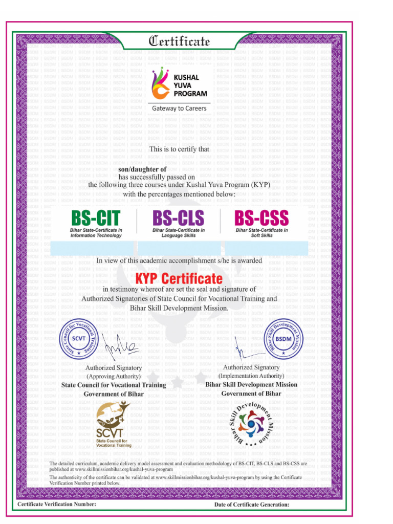 Kyp Certificate | PDF