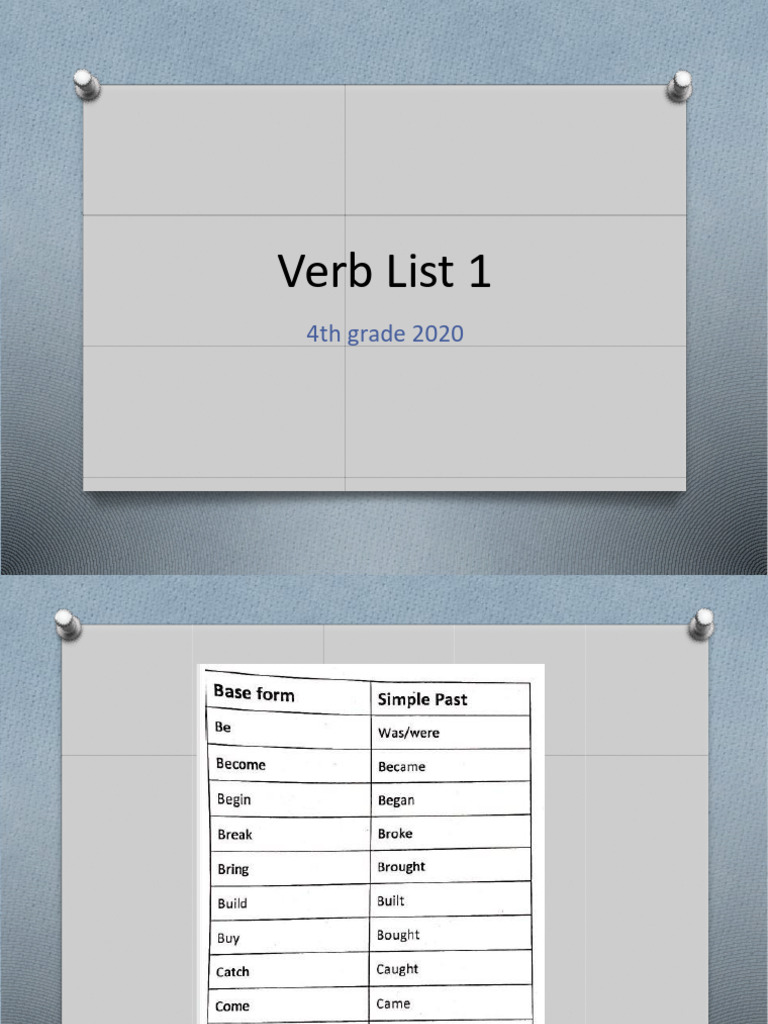 4th - Verb List 1 | PDF