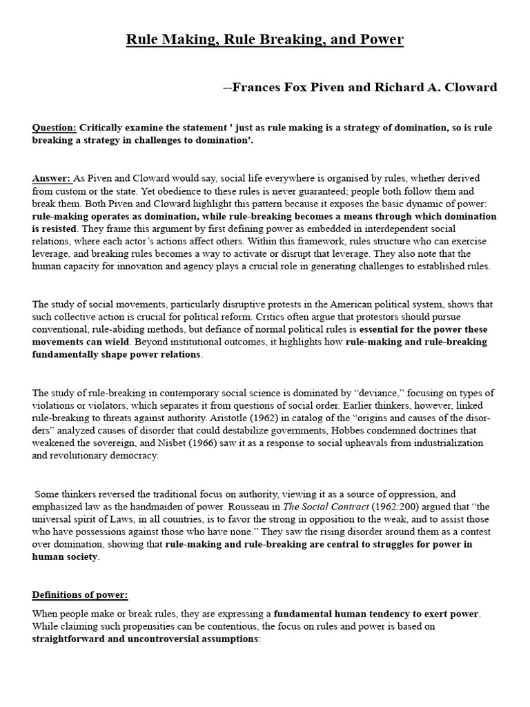 Power Dynamics: Rule Making vs. Breaking | PDF | Power (Social And ...