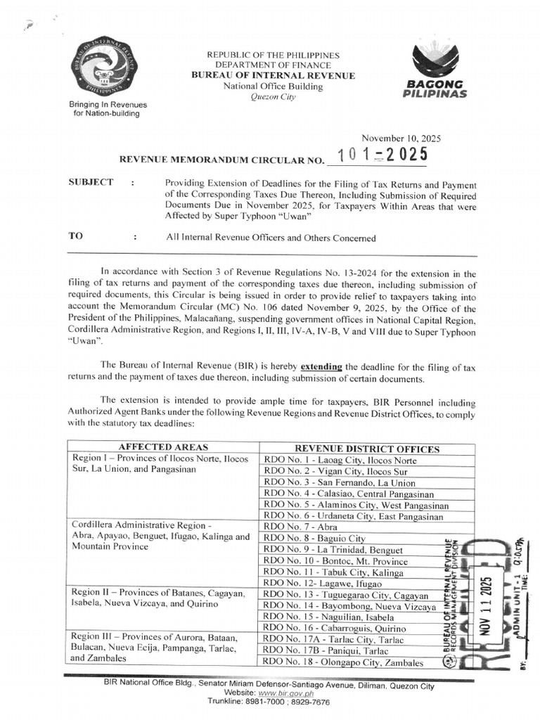RMC No. 101-2025 | PDF
