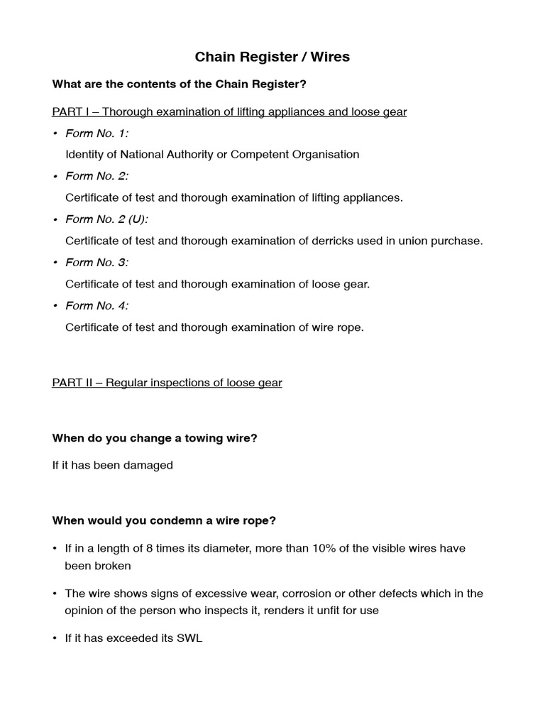Chain Register Guidelines for Lifting Gear | PDF | Crane (Machine ...