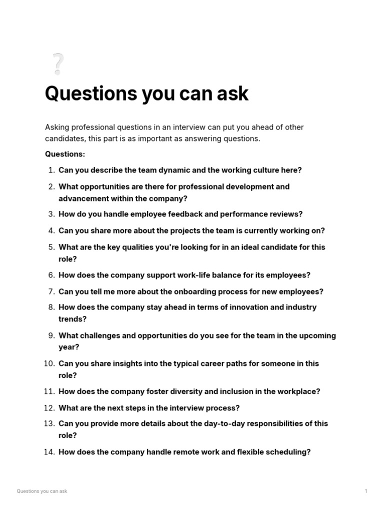 Questions You Can Ask HR | PDF