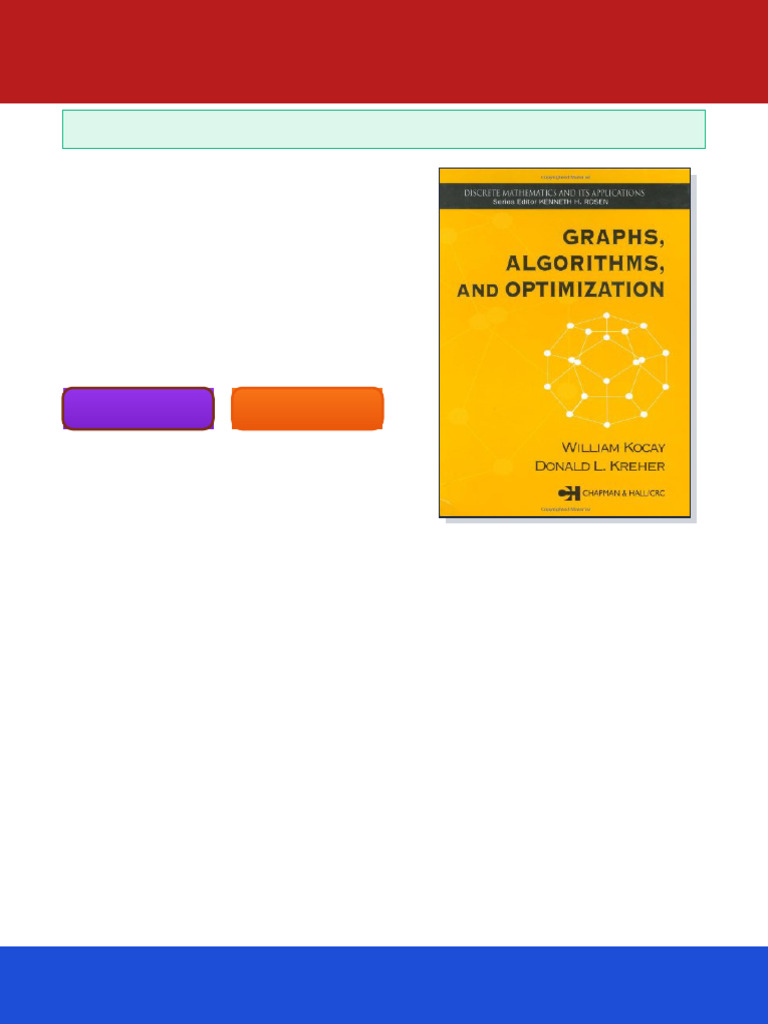 Graphs Algorithms and Optimization 1st Edition Kocay William No Waiting ...