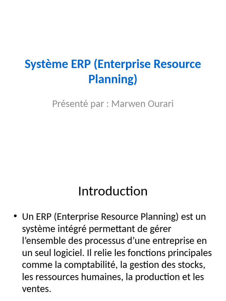 Comprendre le système ERP en entreprise | PDF | Progiciel de gestion ...