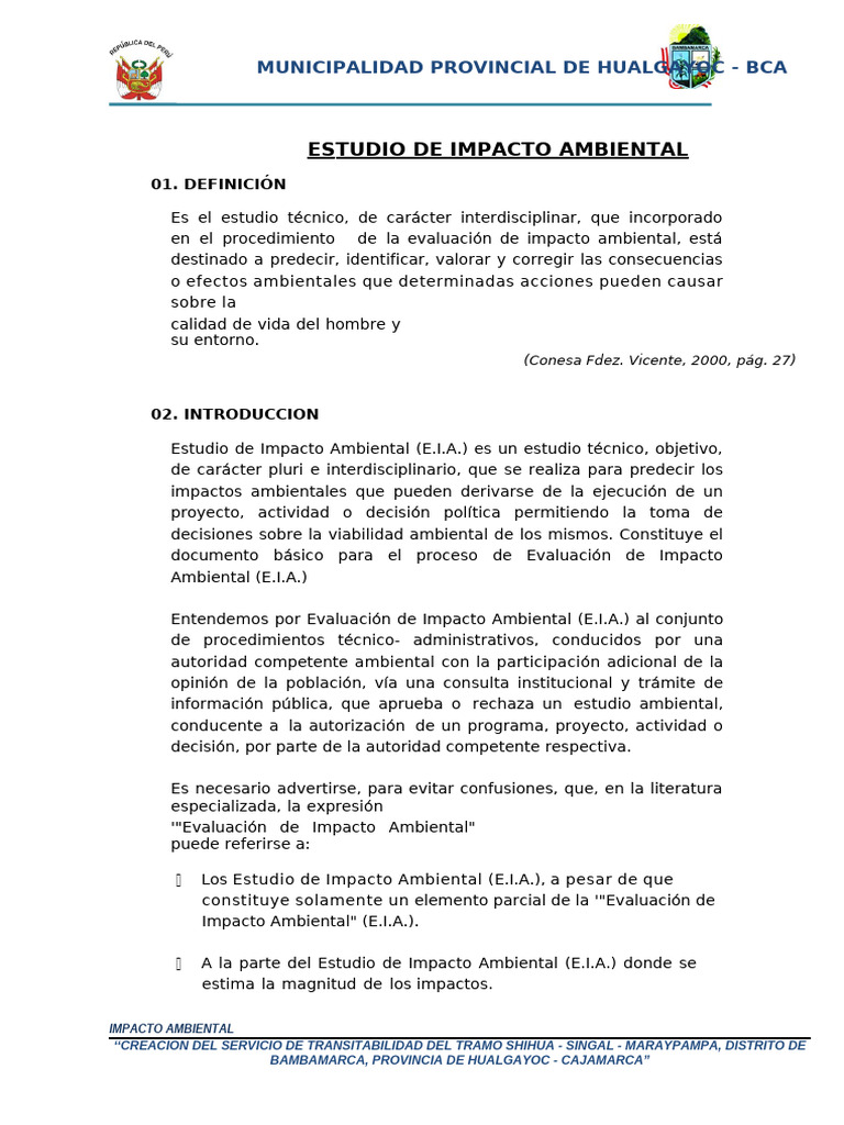 Estudio de Impacto Ambiental en Hualgayoc | PDF | Evaluación de impacto ...