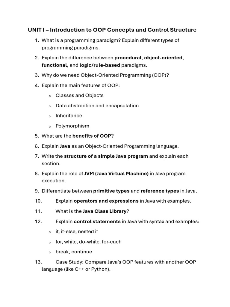 OOP and Java Programming Concepts Guide | PDF | Method (Computer ...