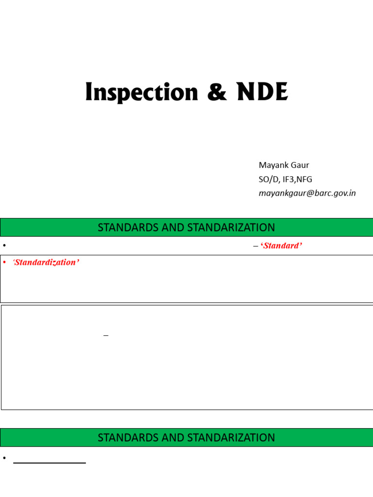 Standards and Inspection Techniques Overview | PDF | Pressure ...