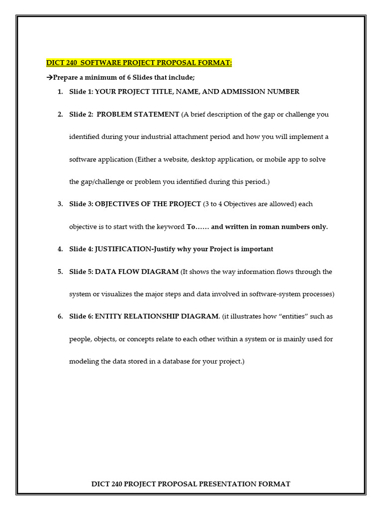 DICT 240 Software Project Proposal Guide | PDF