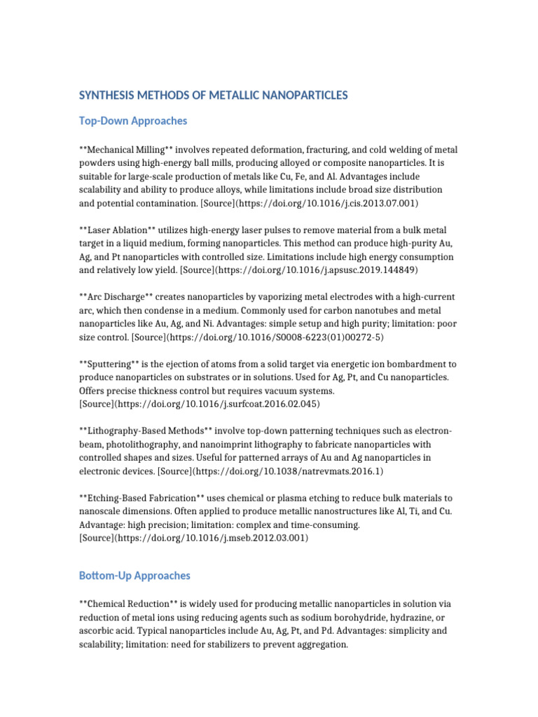 Synthesis Methods Expanded | PDF | Nanoparticle | Chemical Vapor Deposition