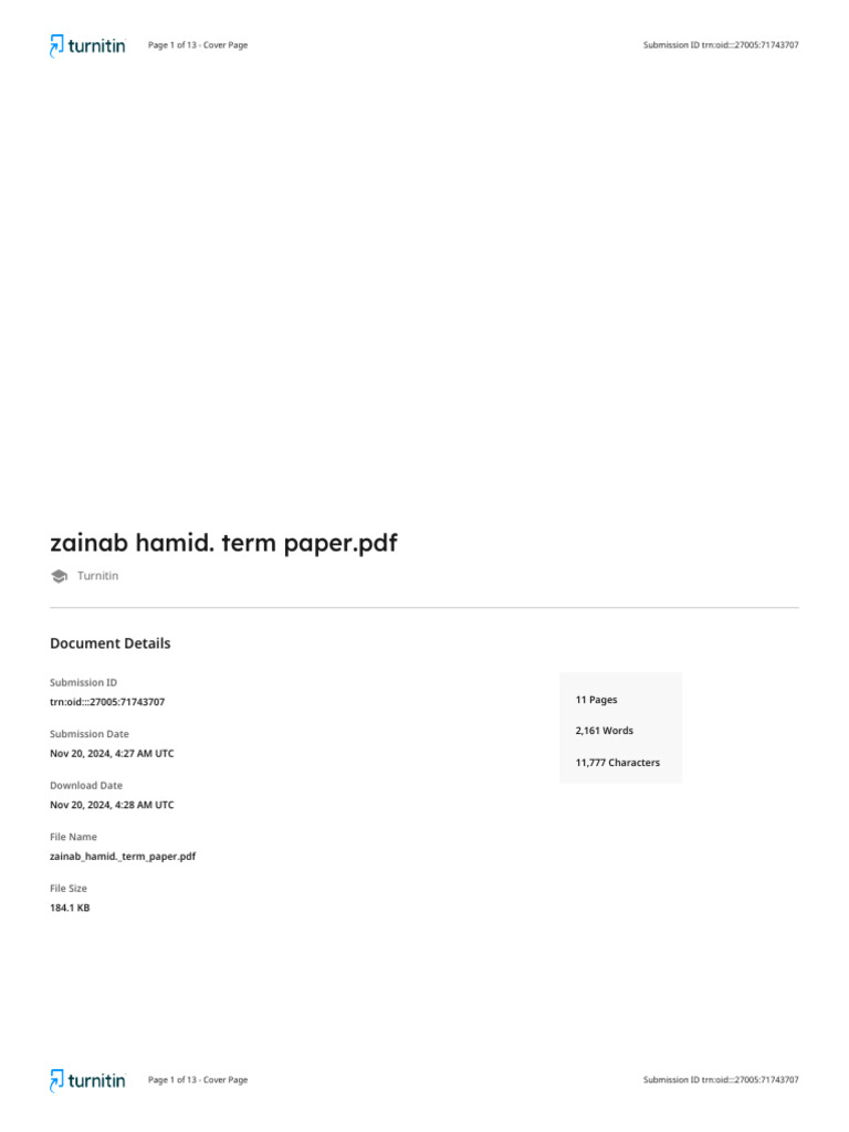 AI-zainab Hamid. Term Paper.pdf | PDF | Turnitin | Liberal Arts Education