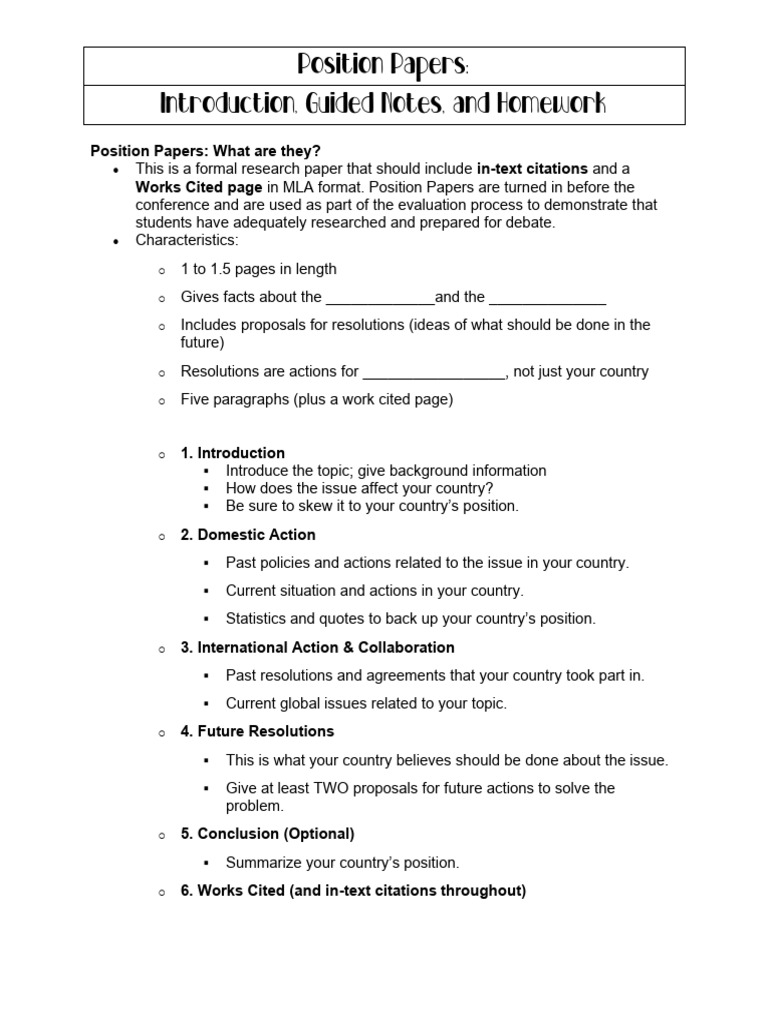 Guide to Writing Position Papers | PDF