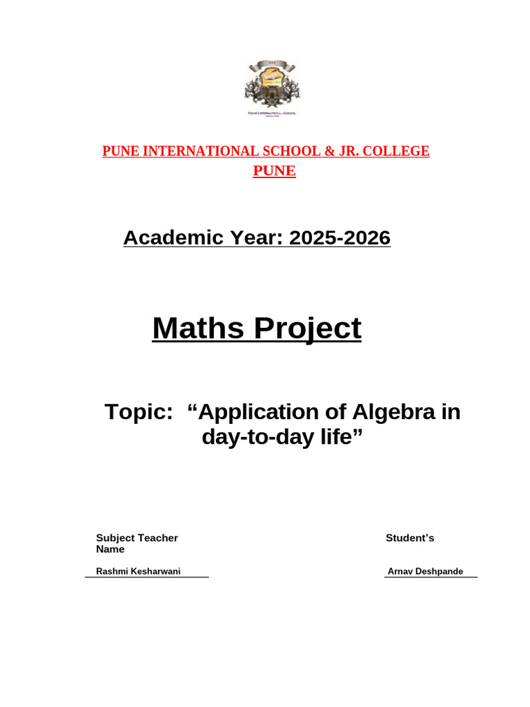 Maths project 12th (AutoRecovered) (1) | PDF | Algebra | Mathematics