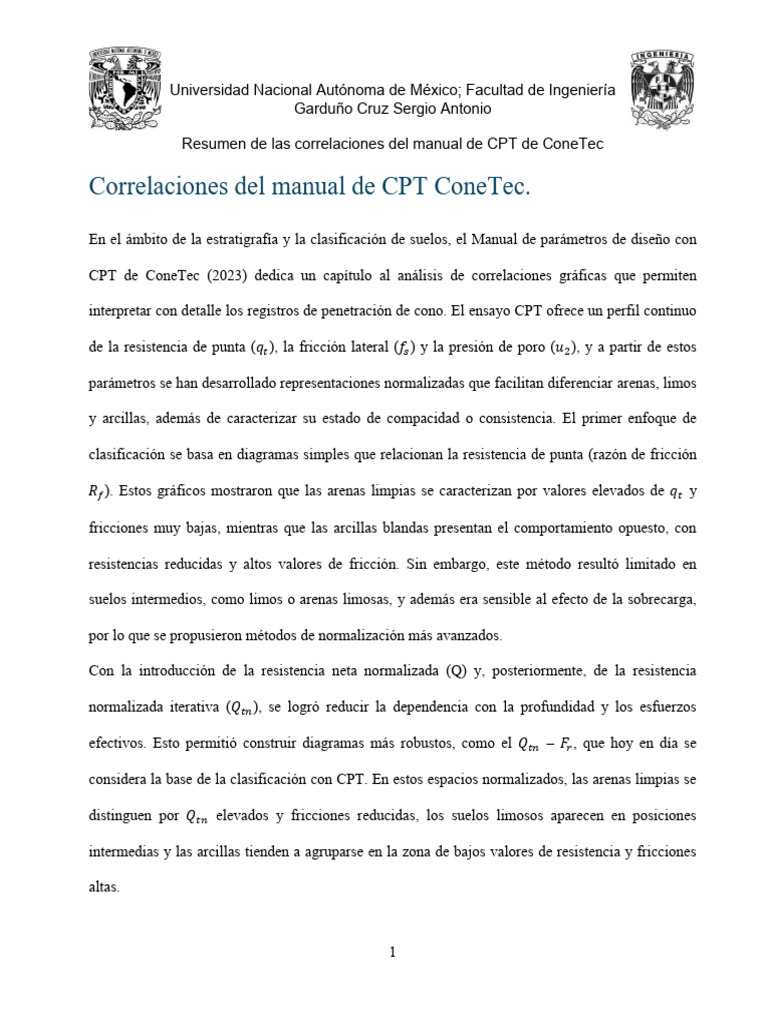 Correlaciones del Manual CPT de ConeTec | PDF
