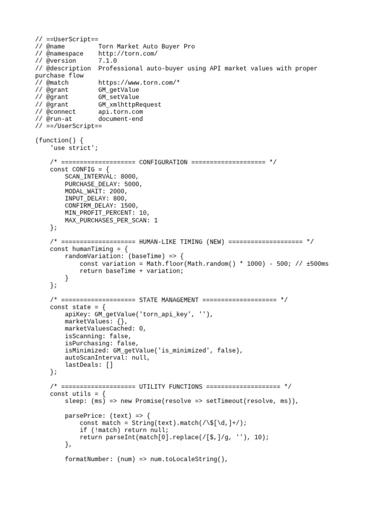 Torn Market Auto Buyer Script | PDF | Computing | Computer Programming