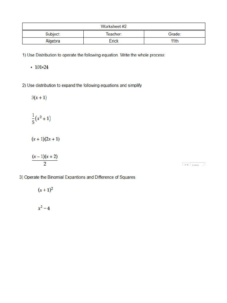 Worksheet #2 | PDF