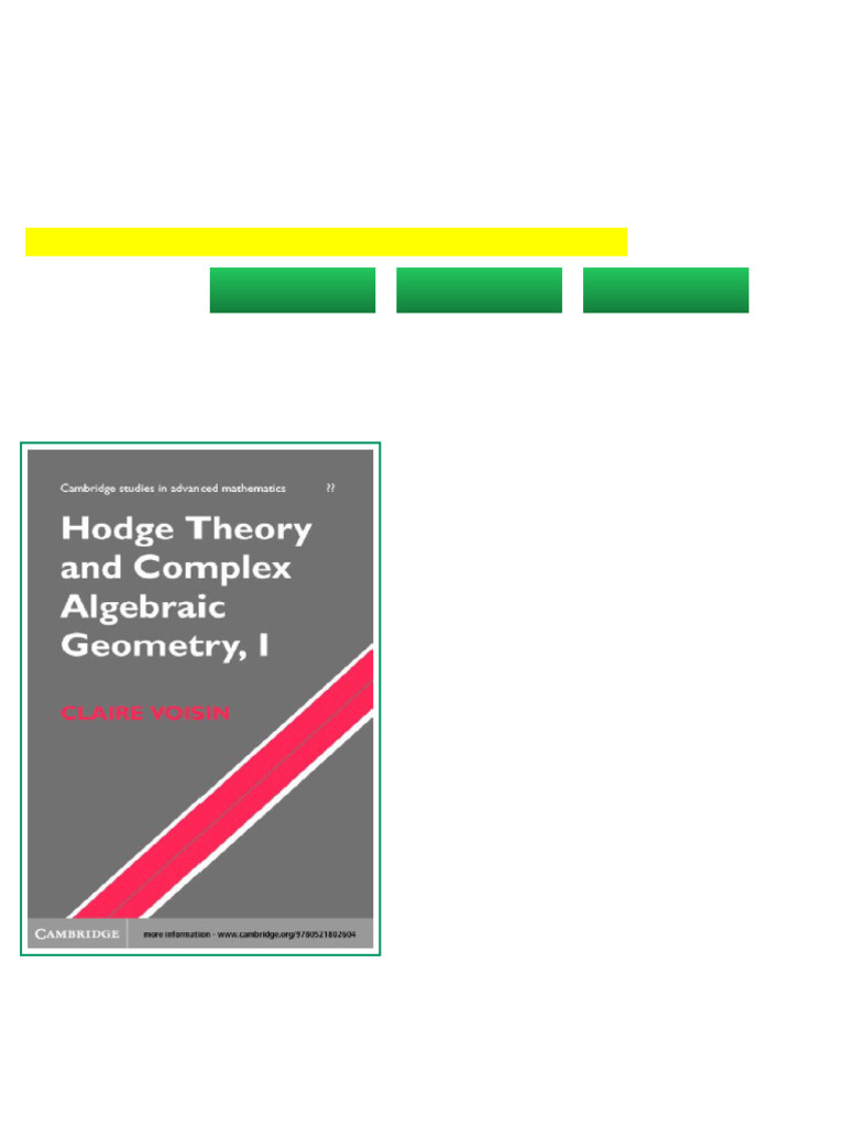 Hodge Theory and Complex Algebraic Geometry I 1st Edition Claire Voisin ...