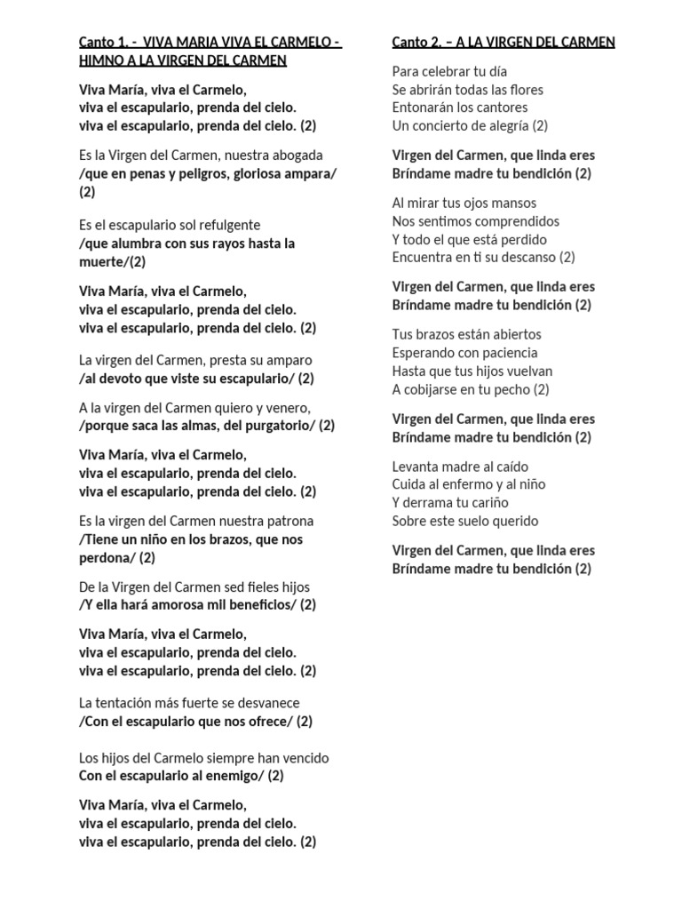Himnos a la Virgen del Carmen | PDF | María, madre de Jesús