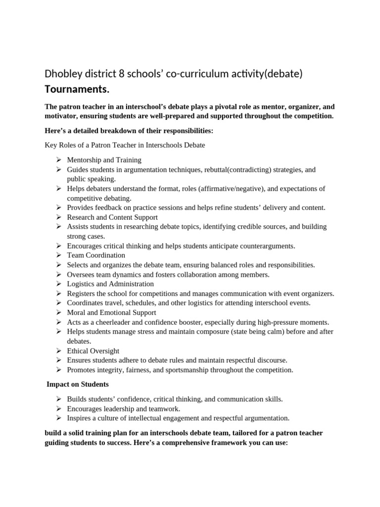 Interschools Debate Training Guide | PDF | Mentorship | Critical Thinking