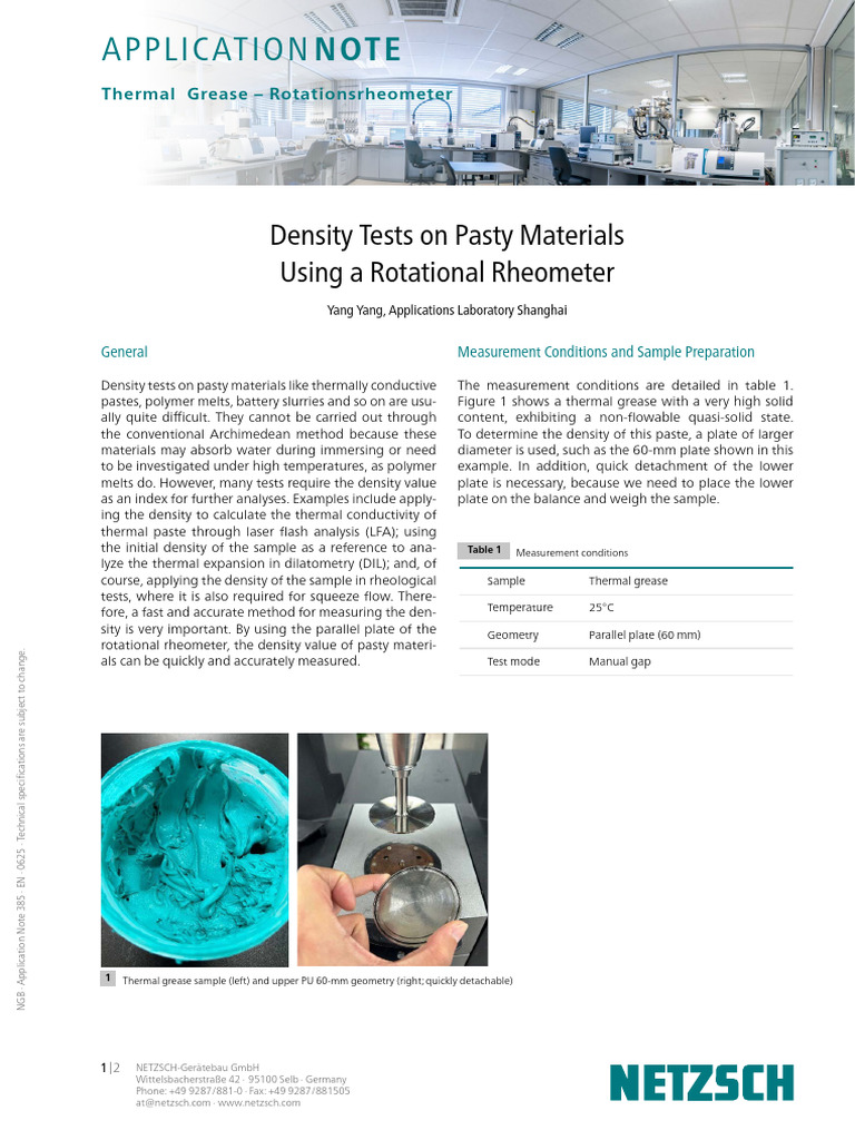 AN 385 - Density Tests On Pasty Materials Using A Rotational Rheometer ...