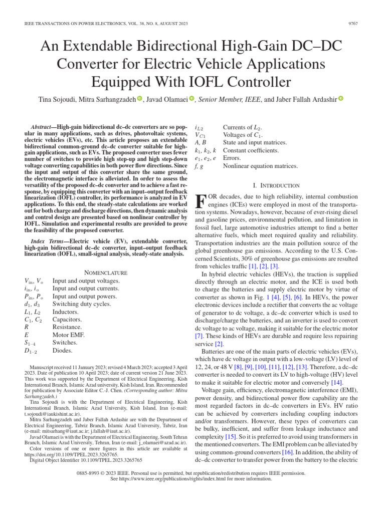 An Extendable Bidirectional High-Gain DCDC Converter For Electric ...