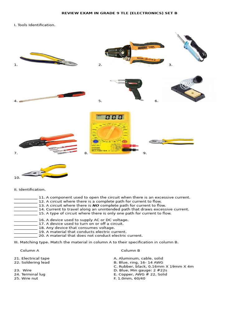 Grade 9 TLE Electronics Review Exam | PDF