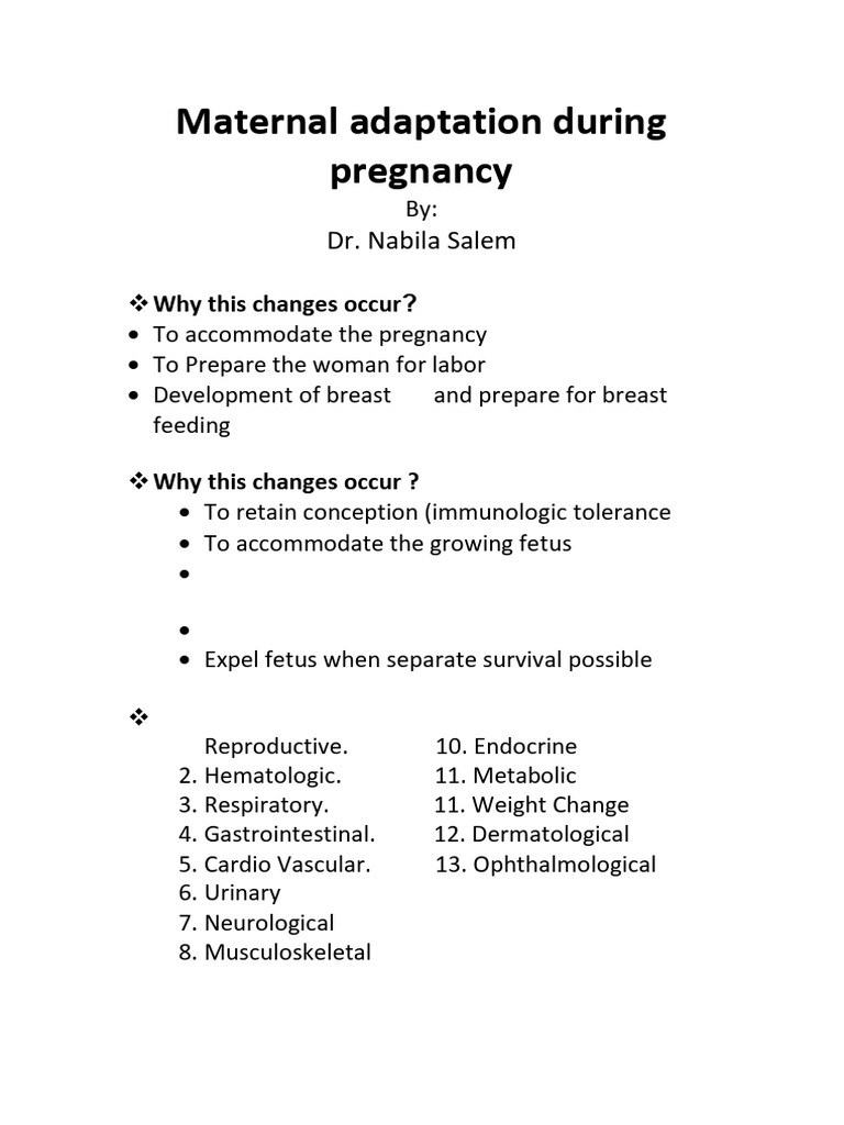 Maternal Physiological Changes in Pregnancy | PDF | Kidney | Vein