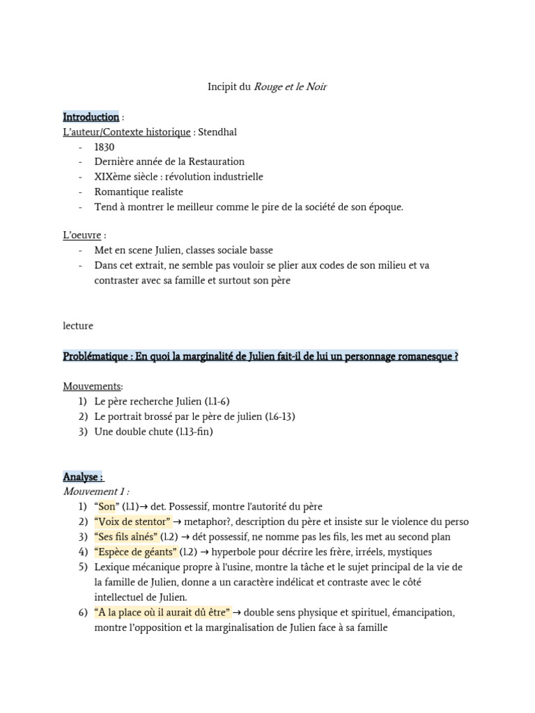 Marginalité de Julien dans Le Rouge et le Noir | PDF
