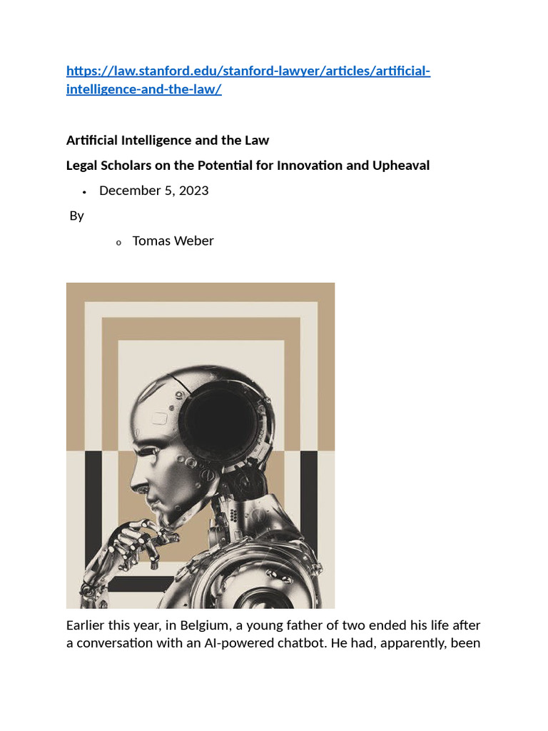 Artificial Intelligence and The Law Standford Edu | PDF | Artificial ...