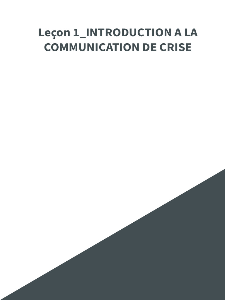 Introduction à la communication de crise | PDF | Partie prenante ...
