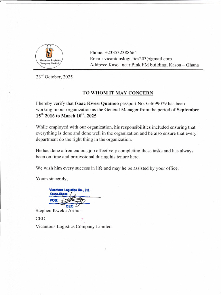 KP - Work Experience Letter | PDF